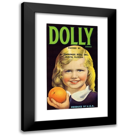 Anonymous 15x24 Black Modern Framed Museum Art Print Titled - Dolly Brand Citrus Label (1930-1950)