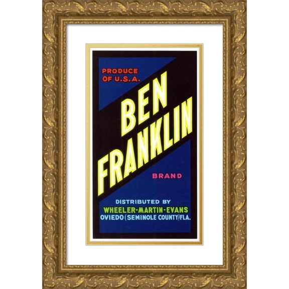 Anonymous 15x24 Gold Ornate Framed and Double Matted Museum Art Print Titled - Ben Franklin Brand Produce Label (1930-1950)