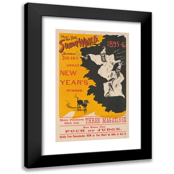 Anonymous 16x24 Black Modern Framed Museum Art Print Titled - The New York Sunday World Sunday Dec. 29th Great New Year's Number (1895)