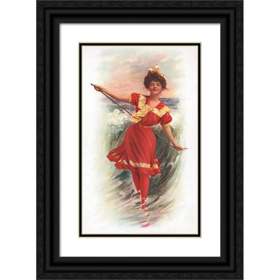 Anonymous 16x24 Black Ornate Framed Double Matted Museum Art Print Titled: A Summer Girl (1907)