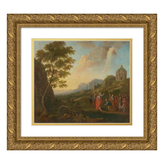 Anonymous 17x15 Gold Ornate Wood Frame and Double Matted Museum Art Print Titled - The Delivery of the Keys to Peter (1780-1800)