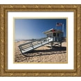 thumbnail image 1 of Anonymous 17x15 Gold Ornate Wood Framed with Double Matting Museum Art Print Titled - California Lifeguard Stand, Color, 1 of 4