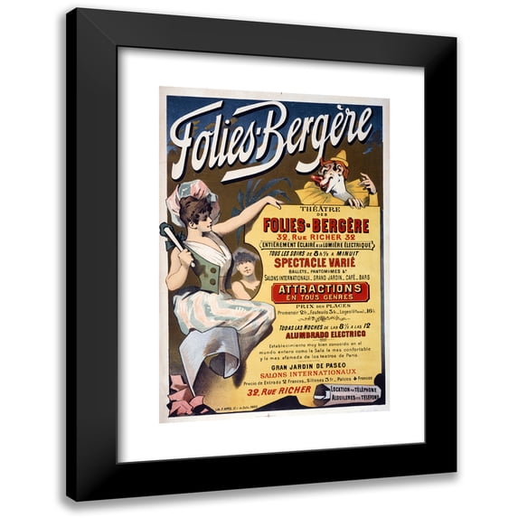 Anonymous 17x24 Black Modern Framed Museum Art Print Titled - Theater of Folies-Bergere (1880-1900)