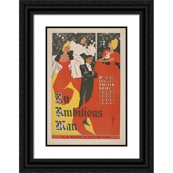 Anonymous 17x24 Black Ornate Framed Double Matted Museum Art Print Titled: An Ambitious Man (1896)
