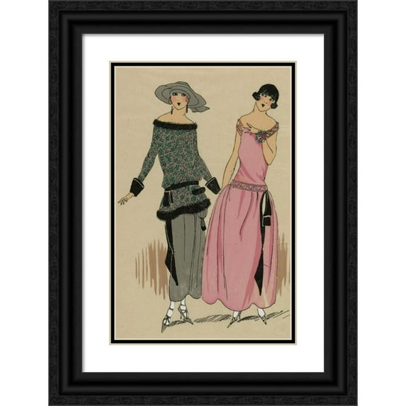 Anonymous 17x24 Black Ornate Framed Double Matted Museum Art Print Titled: Fabrics and Ribbons of A. Prevost (1923)