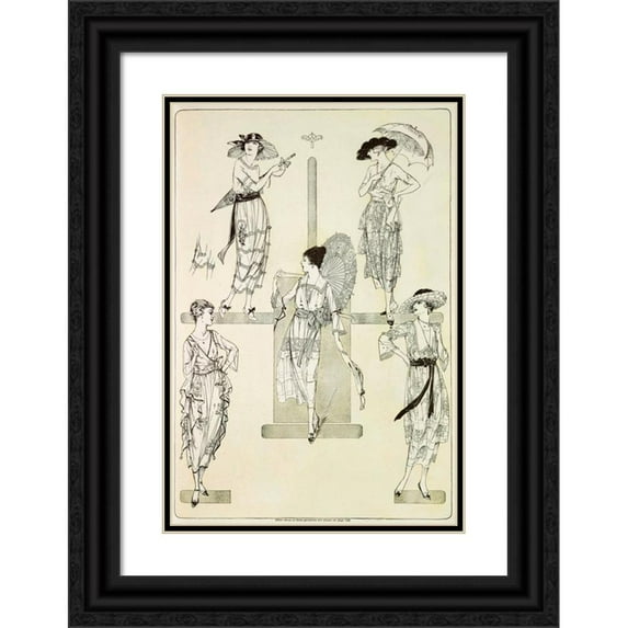 Anonymous 17x24 Black Ornate Framed Double Matted Museum Art Print Titled: Lingerie Frocks with the French Line and Exquisite Trimmings (1920)