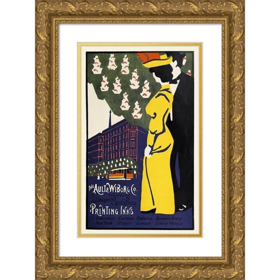 Anonymous 17x24 Gold Ornate Framed and Double Matted Museum Art Print Titled - Ault and Wiborg, Ad. 066 (1890-1913)