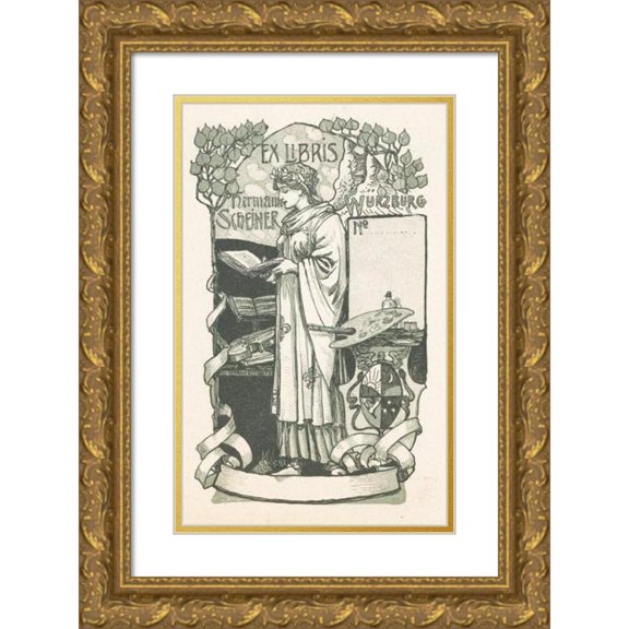 Anonymous 17x24 Gold Ornate Framed and Double Matted Museum Art Print Titled - Ex Libris Van Hermanman's Shears (1920)