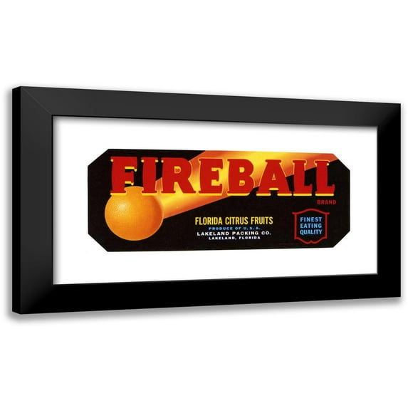 Anonymous 18x10 Black Modern Framed Museum Art Print Titled - Fireball Brand Florida Citrus Fruit Label (1930-1950)