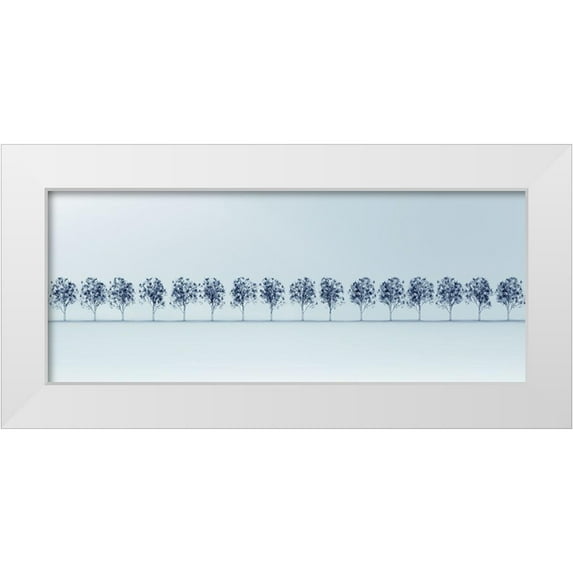 Anonymous 18x10 White Modern Wood Framed Museum Art Print Titled - Tree Line in Blue