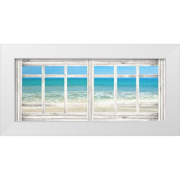 Anonymous 18x10 White Modern Wood Framed Museum Art Print Titled - Vintage Ocean Window Panorama