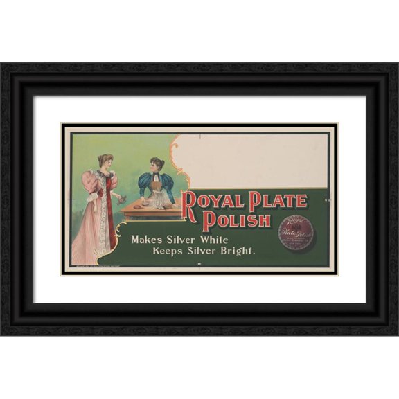 Anonymous 18x11 Black Ornate Wood Framed Double Matted Museum Art Print Titled - Royal Plate Polish. Makes Silver White, Keeps Silver Bright (1880)