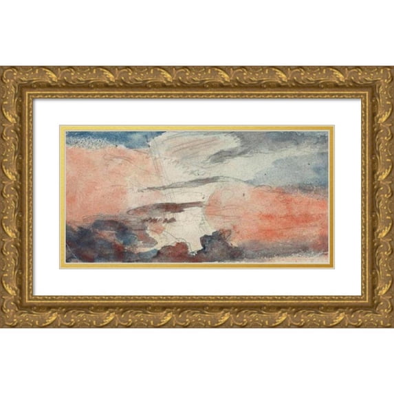 Anonymous 18x11 Gold Ornate Wood Frame and Double Matted Museum Art Print Titled - Cloud Study (1800s)