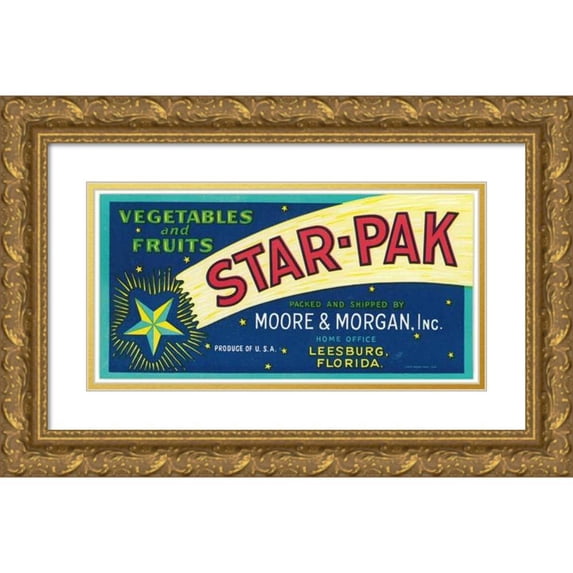 Anonymous 18x11 Gold Ornate Wood Frame and Double Matted Museum Art Print Titled - Star-Pak Vegetables and Fruits Label (1930-1950)