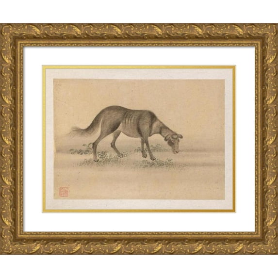 Anonymous 18x14 Gold Ornate Wood Frame and Double Matted Museum Art Print Titled - Bonsai Kabenzu, Pl.30 (1868-1912)