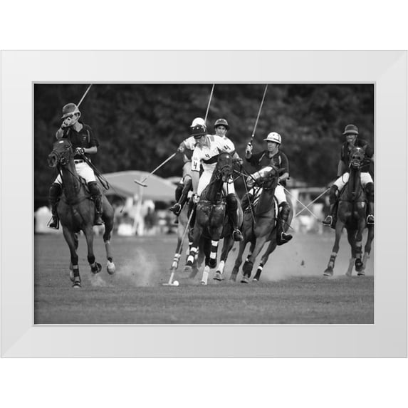 Anonymous 18x14 White Modern Wood Framed Museum Art Print Titled - Polo players, New York