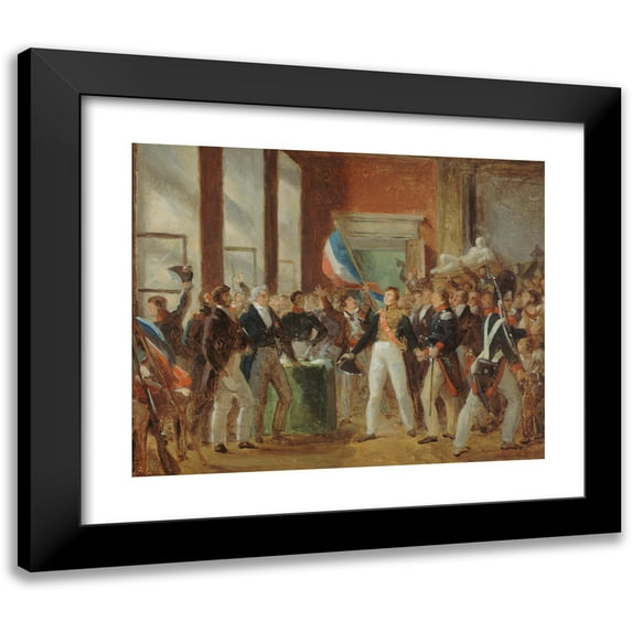 Anonymous 18x15 Black Modern Framed Museum Art Print Titled - Louis-Philippe Taking Oath at the Town Hall, July 31, 1830 (1830)