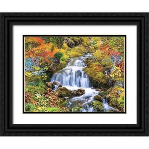 Anonymous 18x15 Black Ornate Wood Framed with Double Matting Museum Art Print Titled - Country Stream In Bloom