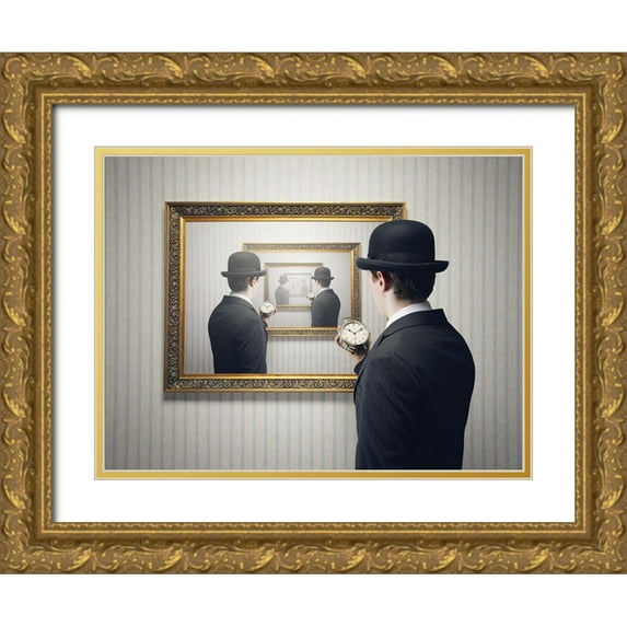 Anonymous 18x15 Gold Ornate Wood Framed with Double Matting Museum Art Print Titled - Time Concept