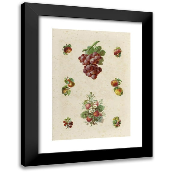 Anonymous 18x24 Black Modern Framed Museum Art Print Titled - Eight Poetry Pictures with Fruits