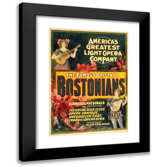Anonymous 18x24 Black Modern Framed Museum Art Print Titled - The Famous Original Bostonians America's Greatest Light Opera Company. (1900)
