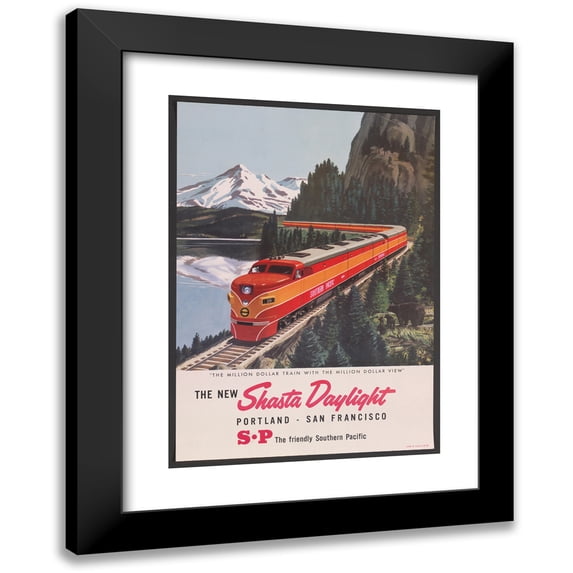 Anonymous 18x24 Black Modern Framed Museum Art Print Titled - The New Shasta Daylight Portland - San Francisco. (1950)