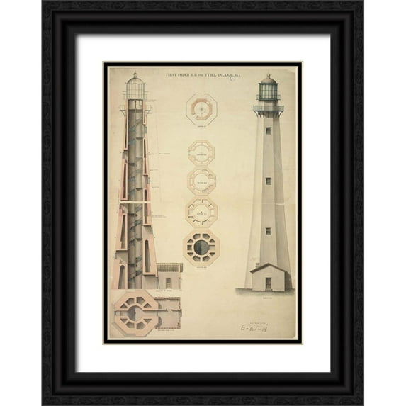 Anonymous 18x24 Black Ornate Wood Framed with Double Matting Museum Art Print Titled - Tybee Island Light House