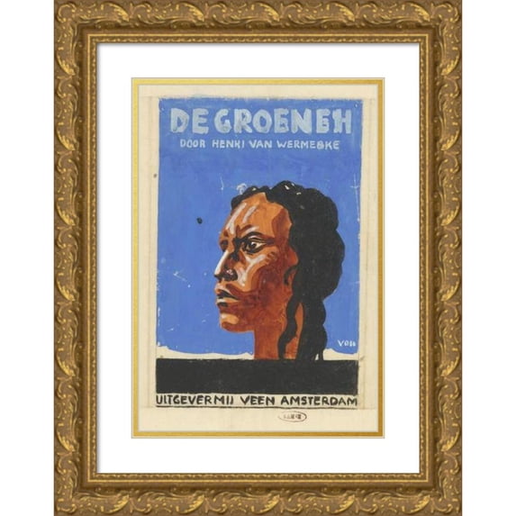 Anonymous 18x24 Gold Ornate Framed and Double Matted Museum Art Print Titled - Tire Design For; Henri Van Wermeskerken, De Groene Hell. the White Mystery of the Matto Grosso, 1933 (1933)