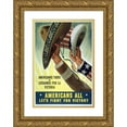thumbnail image 1 of Anonymous 18x24 Gold Ornate Framed and Double Matted Museum Art Print Titled - Americans All - Lets Fight for Victory (1941-1945), 1 of 4