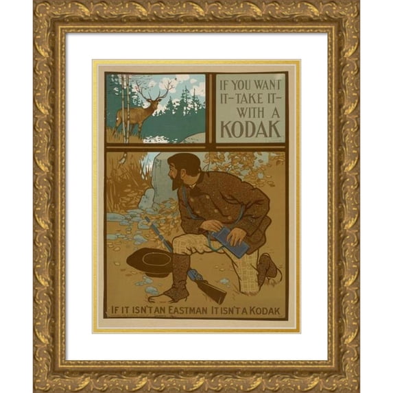 Anonymous 18x24 Gold Ornate Framed and Double Matted Museum Art Print Titled - If You Want it - Take it - with a Kodak (1900)