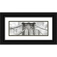thumbnail image 1 of Anonymous 18x9 Black Ornate Wood Framed with Double Matting Museum Art Print Titled - Morning on Brooklyn Bridge, NYC, 1 of 4