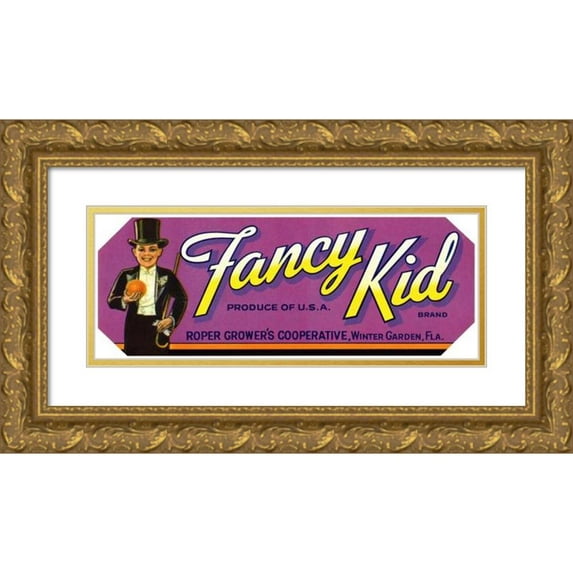 Anonymous 18x9 Gold Ornate Wood Frame and Double Matted Museum Art Print Titled - Fancy Kid Brand Citrus Label (1930-1950)