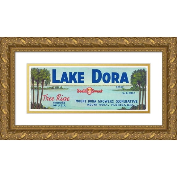 Anonymous 18x9 Gold Ornate Wood Frame and Double Matted Museum Art Print Titled - Lake Dora Brand Citrus Label (1930-1950)