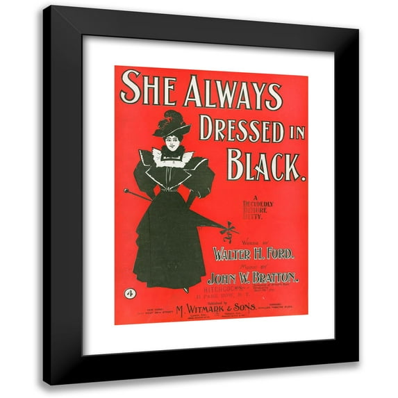 Anonymous 19x24 Black Modern Framed Museum Art Print Titled - She is Always Dressed in Black (1896)
