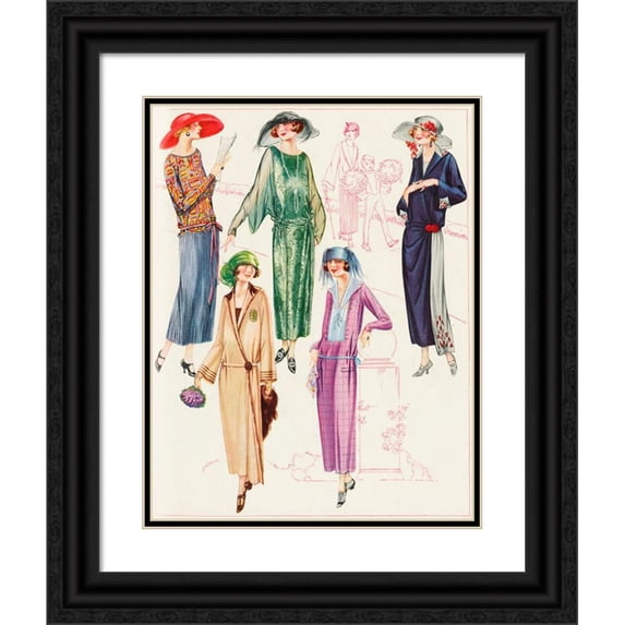 Anonymous 19x24 Black Ornate Framed Double Matted Museum Art Print Titled: Delineator V102 Pl28 (1923)