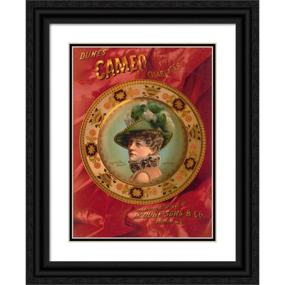 Anonymous 19x24 Black Ornate Framed Double Matted Museum Art Print Titled: Duke's Cameo Cigarettes, Manufactured by W. Duke Sons and Co. (1890)