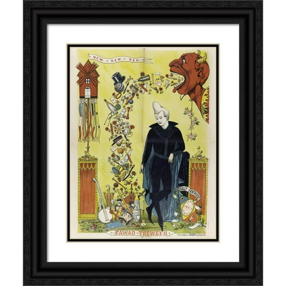 Anonymous 19x24 Black Ornate Framed Double Matted Museum Art Print Titled: New! New! New! Really Fantaisist Fawad-Trewey II (1888)
