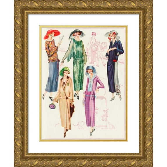 Anonymous 19x24 Gold Ornate Framed and Double Matted Museum Art Print Titled - Delineator V102 Pl28 (1923)