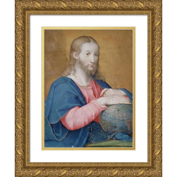 Anonymous 19x24 Gold Ornate Framed and Double Matted Museum Art Print Titled - Portrait of Christ (16th Century)
