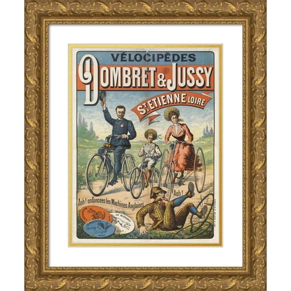 Anonymous 19x24 Gold Ornate Framed and Double Matted Museum Art Print Titled - Velocipedes Dombret and Jussy St. Etienne Loire (1880-1900)