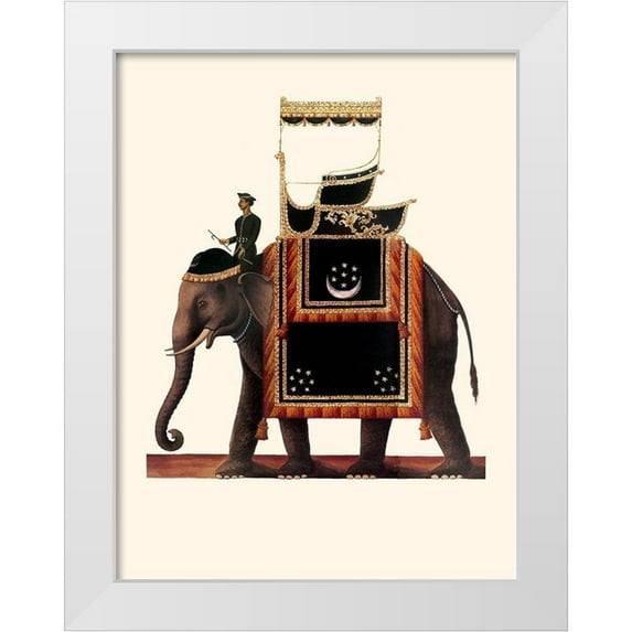 Anonymous 19x24 White Modern Wood Framed Museum Art Print Titled - Indian Ceremonial Elephant- Black