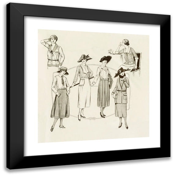 Anonymous 20x20 Black Modern Framed Museum Art Print Titled - Among the Tailored Fashions One See Variations as a Circular Skirt, Mannish Over-Blouse and a Certain Degree of Softness (1921)
