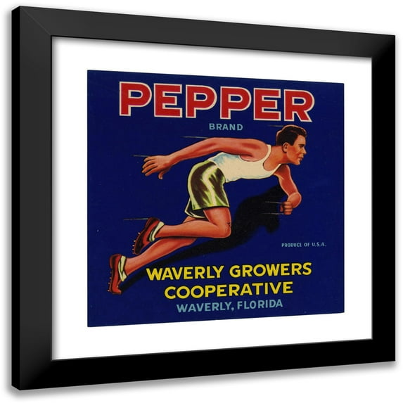Anonymous 20x20 Black Modern Framed Museum Art Print Titled - Pepper Brand - Blue Label (1940s)