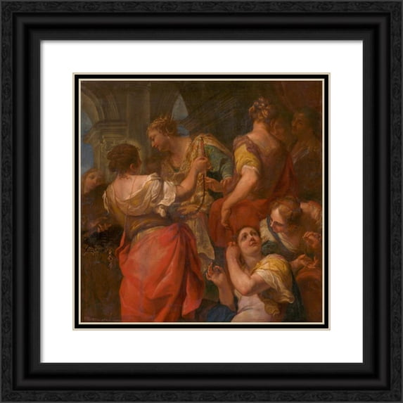 Anonymous 20x20 Black Ornate Framed Double Matted Museum Art Print Titled: Achilles and the Daughters of King Lycomedes (1690)