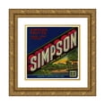 thumbnail image 1 of Anonymous 20x20 Gold Ornate Framed and Double Matted Museum Art Print Titled - Fruit Label for Simpson - Blue (1930-1950), 1 of 4
