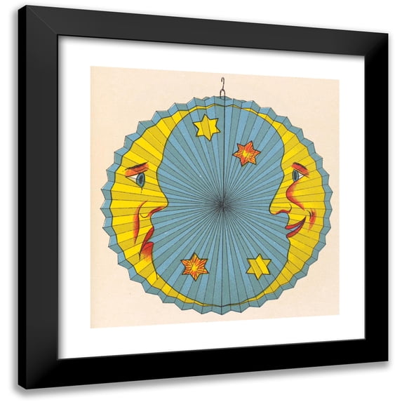 Anonymous 20x21 Black Modern Framed Museum Art Print Titled - Two Facing Moons and with Stars Lantern Design (ca 1880)