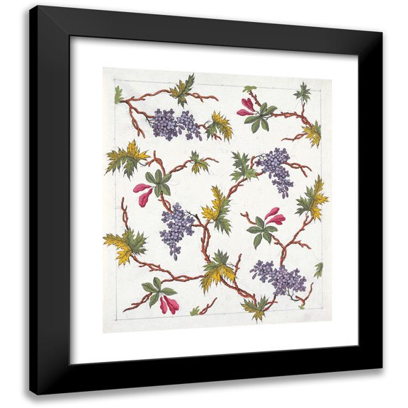 Anonymous 20x23 Black Modern Framed Museum Art Print Titled - Floral Design for Printed Textile Pl XVIII (1800-1818)