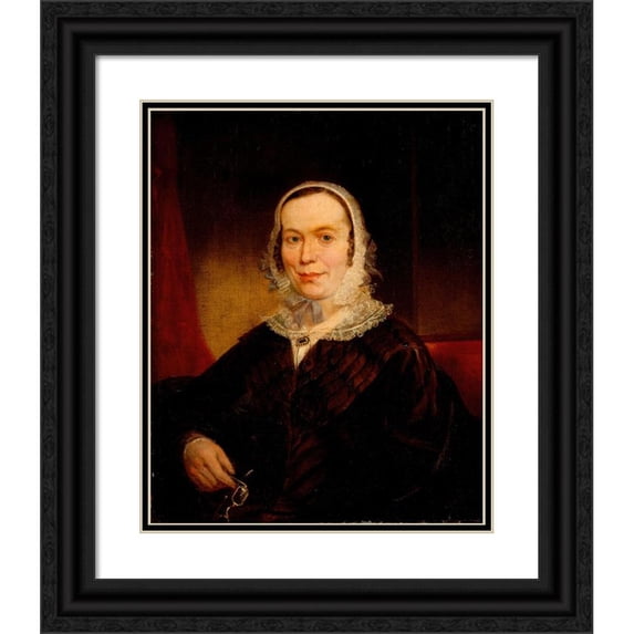 Anonymous 20x24 Black Ornate Framed Double Matted Museum Art Print Titled: Portrait of an Unknown Lady (Late 1830s)