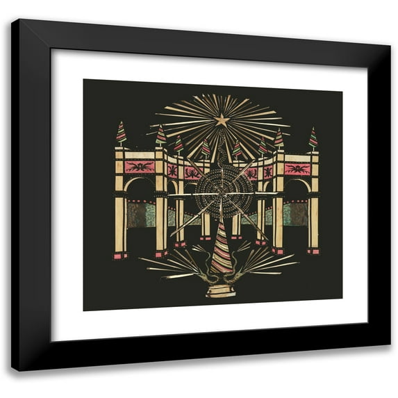 Anonymous 22x20 Black Modern Framed Museum Art Print Titled - Arcade with Serpents and Fireworks (ca. 1780)