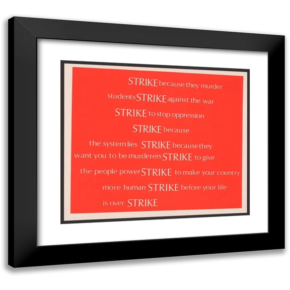 Anonymous 23x20 Black Modern Framed Museum Art Print Titled - Strike Because They Murder, Students Strike Against War (1970)
